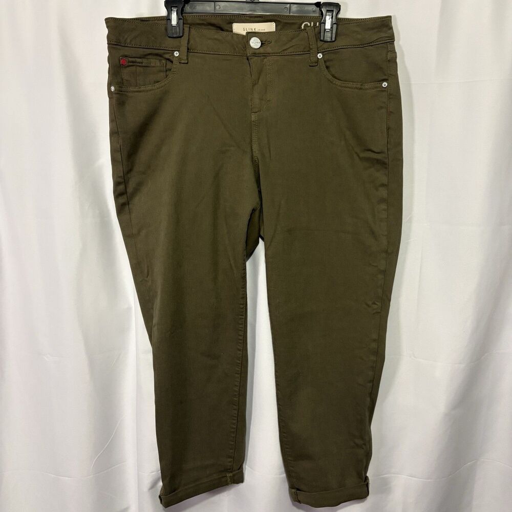 Slink Jeans Olive Curvy Boyfriend Jeans Size 14 Stretch Comfort